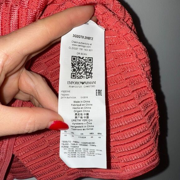 Emporio Armani Zip Up Cardigan Sweater Blazer - Coral 44/12 - Picture 7 of 8